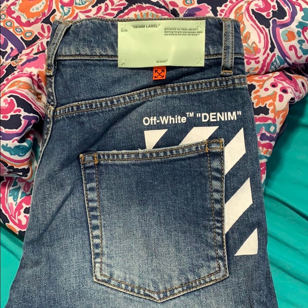 MEN OFF-WHITE DENIM JEANS